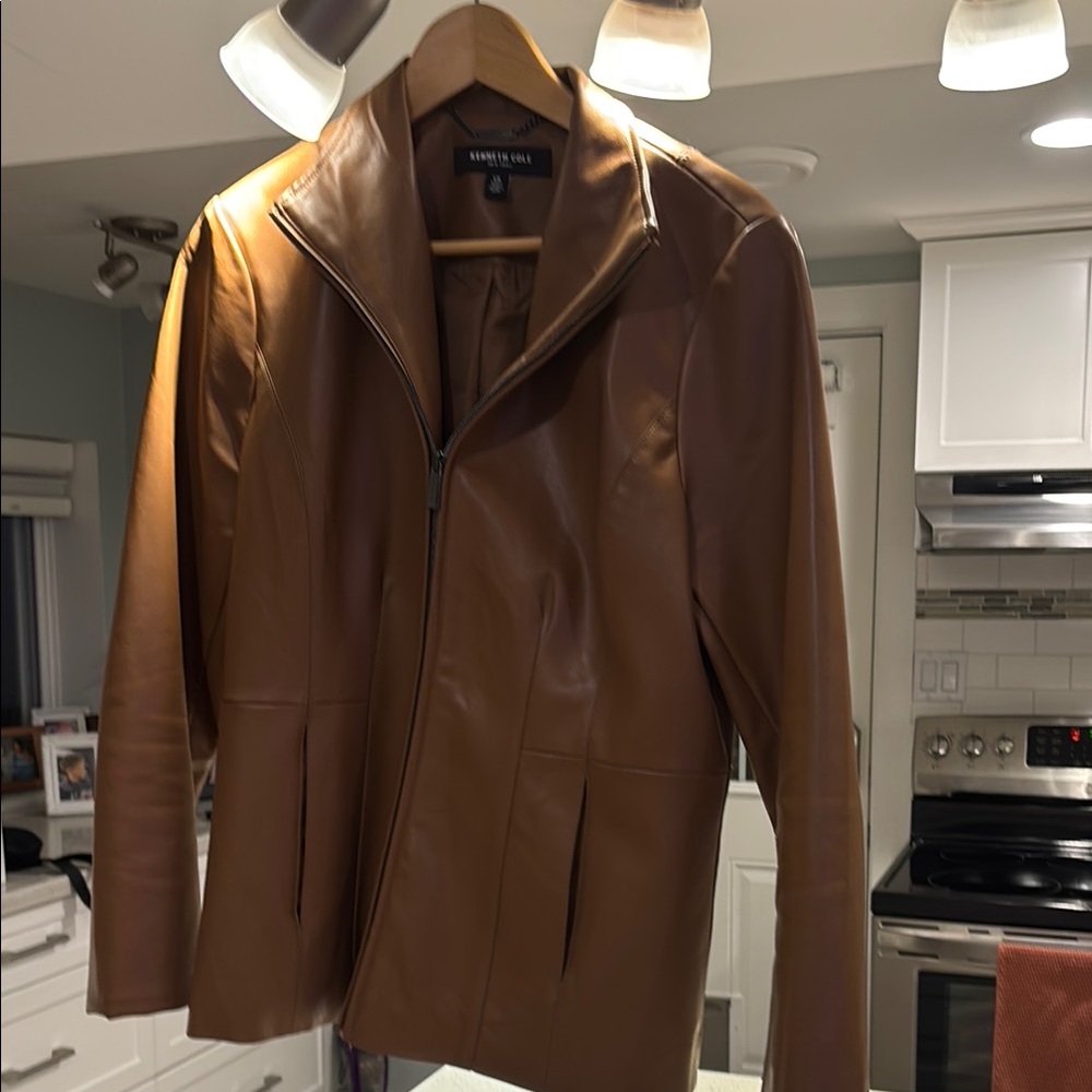 Kenneth Cole New York Brown Leather Jacket